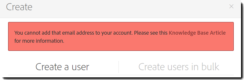 Error: you cannot add that user to your account